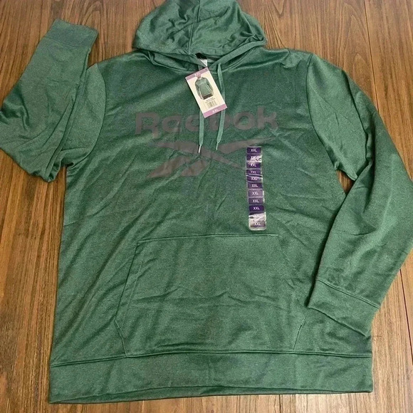 Reebok Green Front Chest Logo Hoodie Pullover Sweater Mens size XXL New - Picture 11 of 12